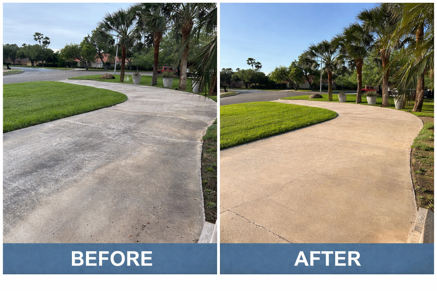 Driveway cleaning before and after