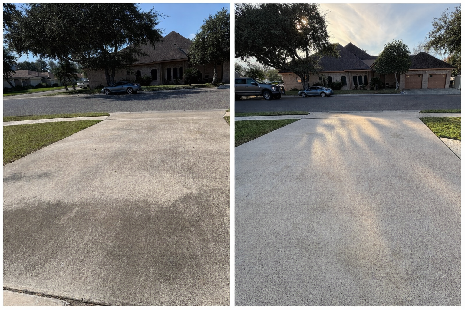 Pressure washing before and after