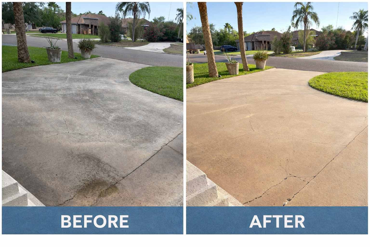 Residential driveway before and after