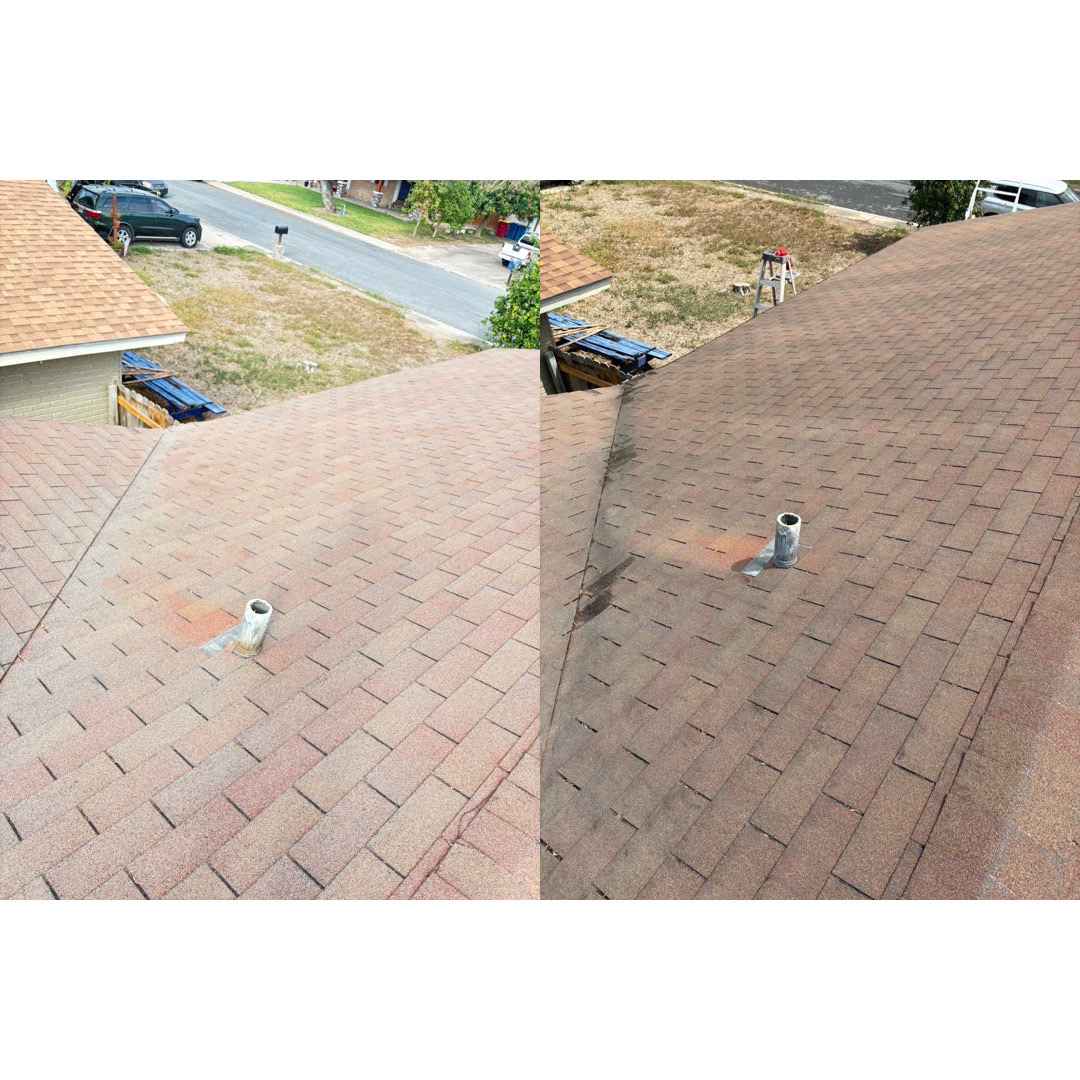 Roof cleaning before and after