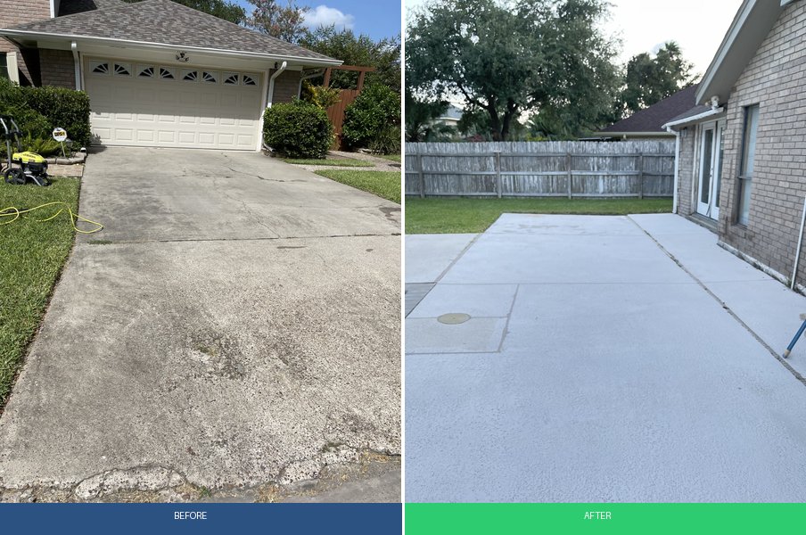 Residential driveway before and after