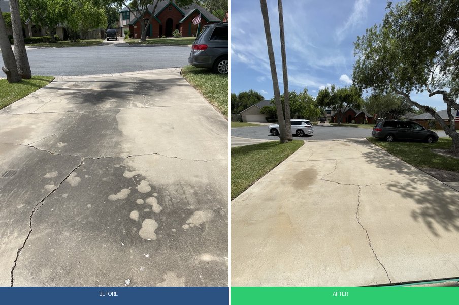 Driveway stain removal before and after