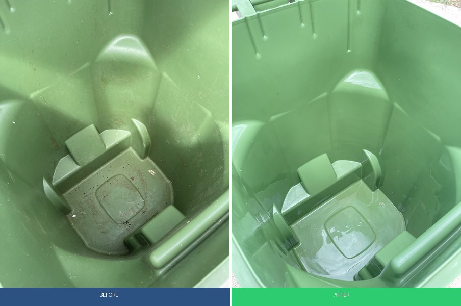 Trash bin cleaning before and after